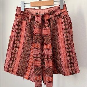 Eva Franco Pink and Orange Woven High-Waist Shorts with Tie